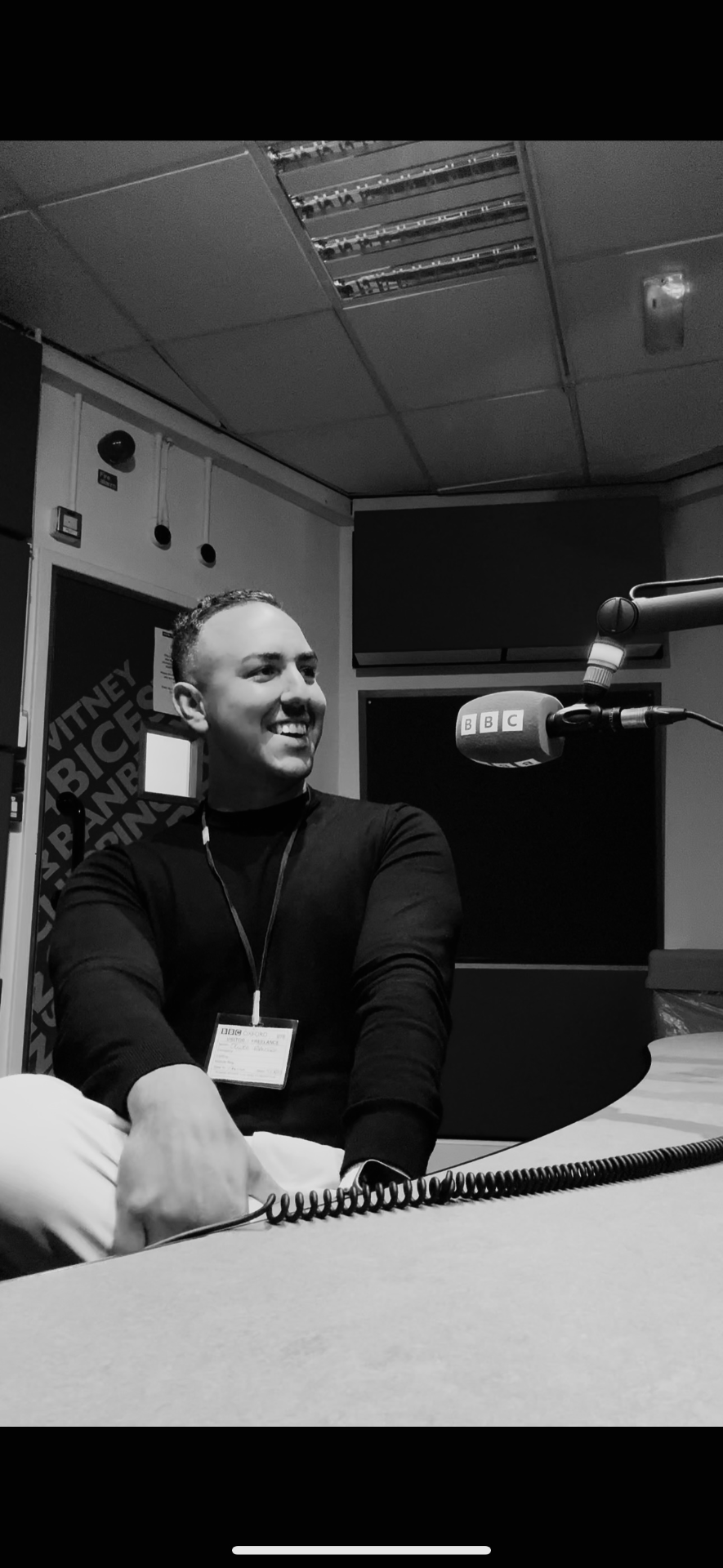 Ollie in a BBC radio studio
